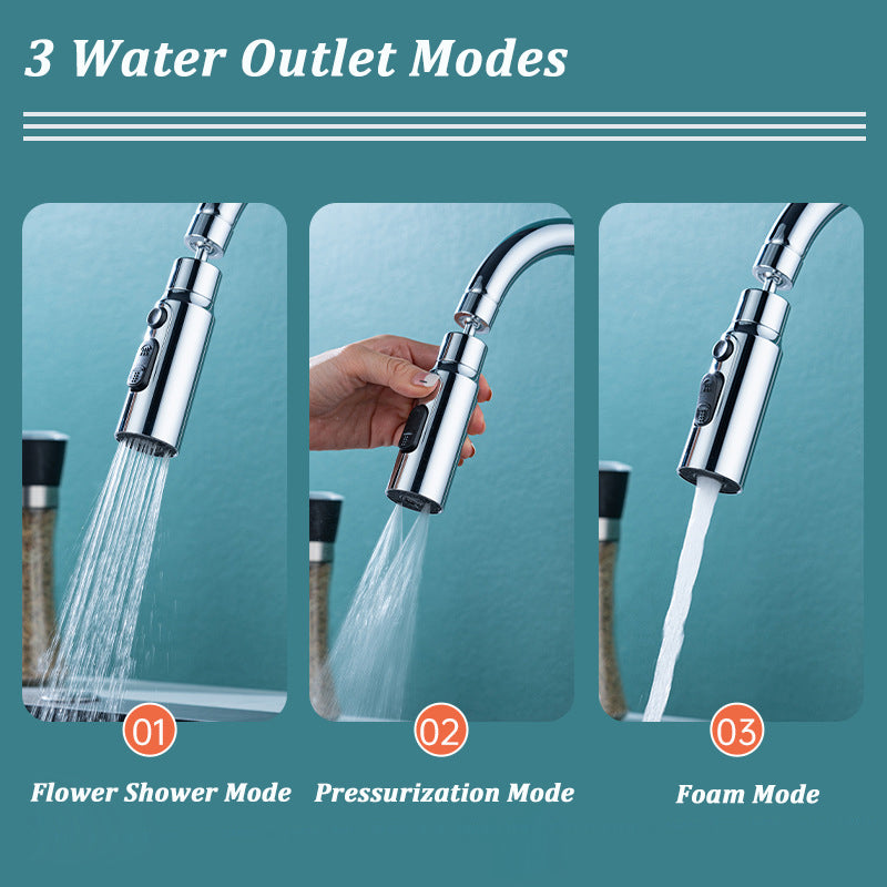 New 3-Mode Swivel Kitchen Faucet Bubbler